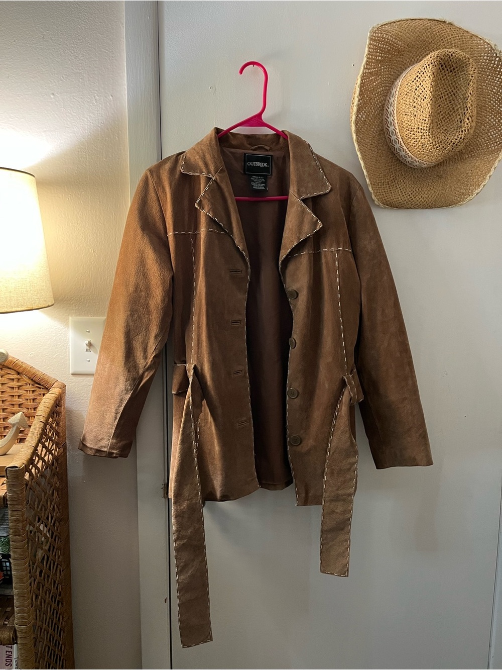 Women's Brown Suede Belted Trench Coat